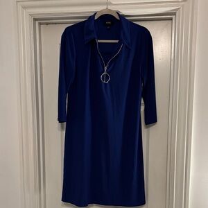 MSK Royal Blue Zip-Tie Collar Long Sleeve Dress